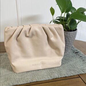 Moroccanoil Cream Cosmetic Bag with Ruched Design